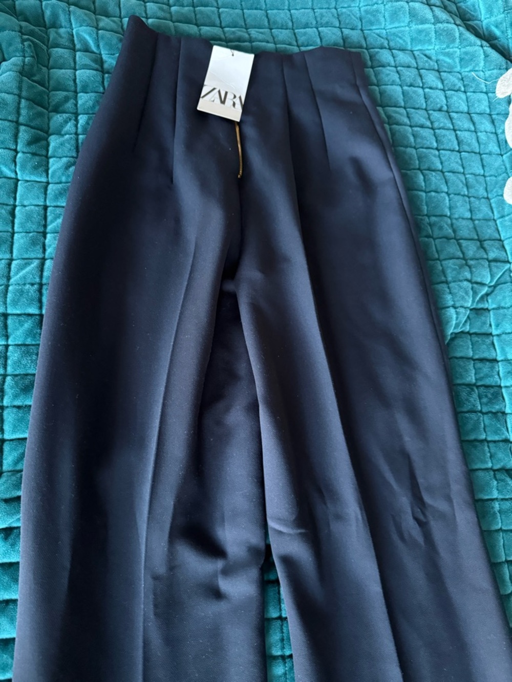 Wide-Leg Navy Trousers - Women - Picture 5 of 8